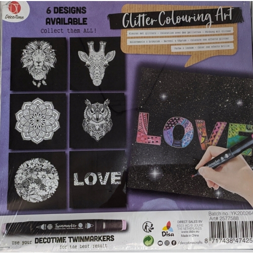 KOLOROWANKA NA PŁÓTNIE Z BROKATEM DecoTime Brokat wym. 29 x 29 LOVE