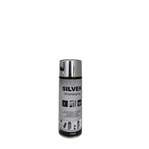 LAKIER FARBA W SPRAYU SREBRNY silver CHROM 200 ml DEKORACYJNY Szybkoschnący