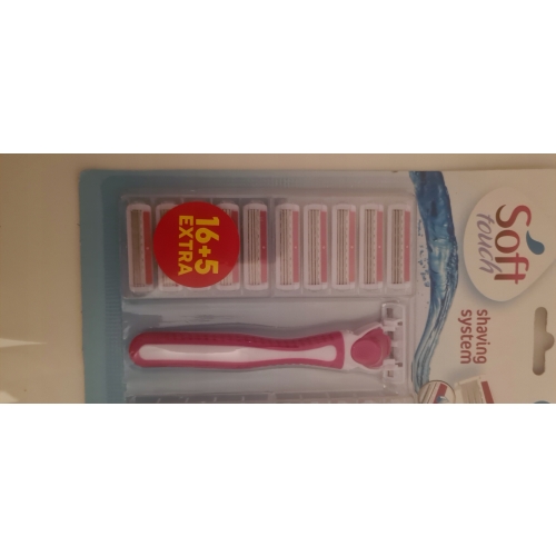 Maszynka do golenia na wkłady 3 ostrza Soft Touch różowa 16 sztuk 5 GRATIS