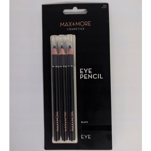 KREDKA DO OCZU MIĘKKA CZARNA MATOWA x 3 MAX & MORE KREDKI cosmetics glow 87