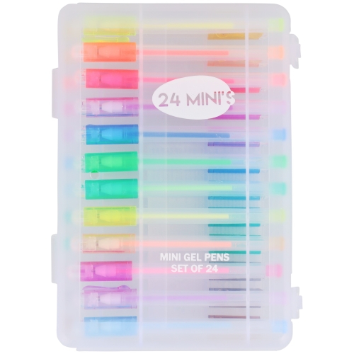 MINI DŁUGOPISY ŻELOWE WIELOKOLOROWE ZESTAW 24 szt w etui NEON BROKATOWE