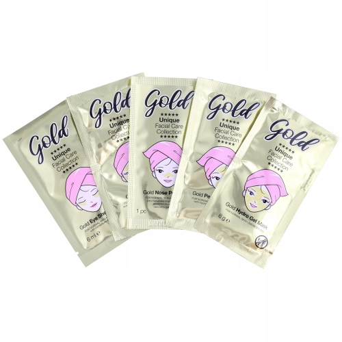 ZESTAW 2 SZTUK MASECZEK WYGŁADZAJĄCYCH ZE ZŁOTEM NA TWARZ GOLD PREMIUM MASK