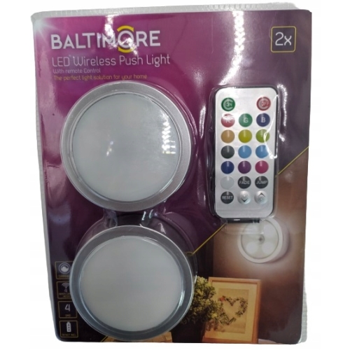 WIELOKOLOROWA BEZPRZEWODOWA LAMPKA LED x 2 szt Baltimore zestaw + PILOT