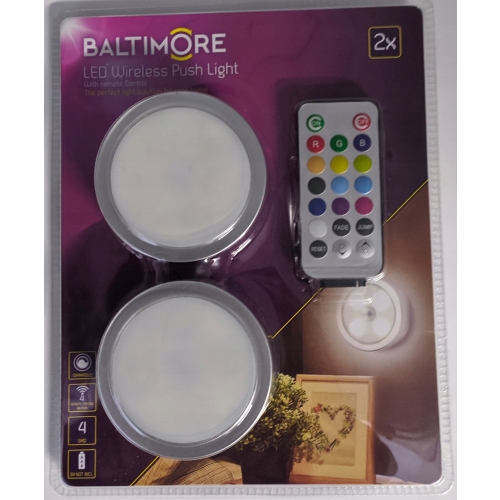 WIELOKOLOROWA BEZPRZEWODOWA LAMPKA LED x 2 szt Baltimore zestaw + PILOT