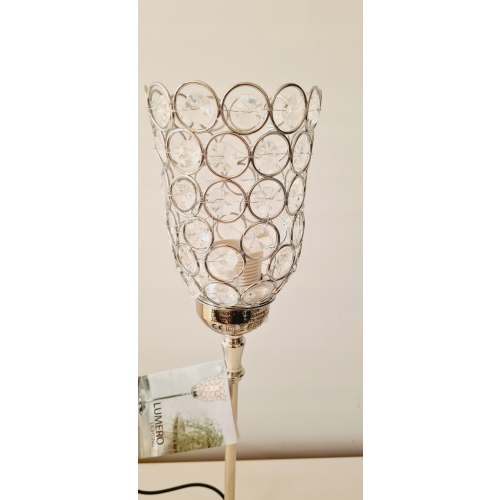 Lampka nocna kielich glamour srebrna cyrkonie dekoracja home decor