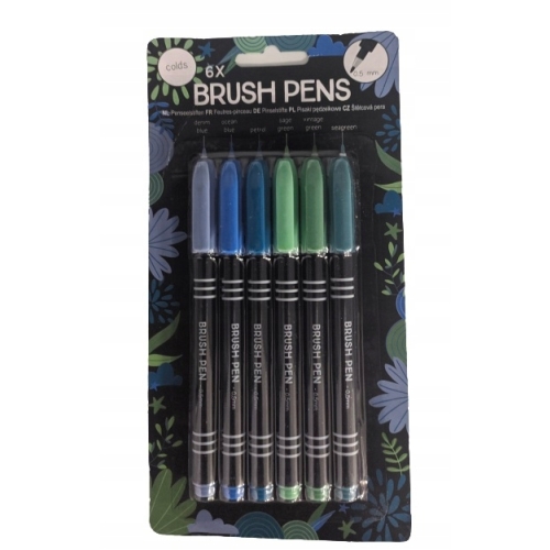 PISAKI PĘDZELKOWEprecyzyjne BRUSH PEN 6 sztuk różne odcienie KALIGRAFII 52