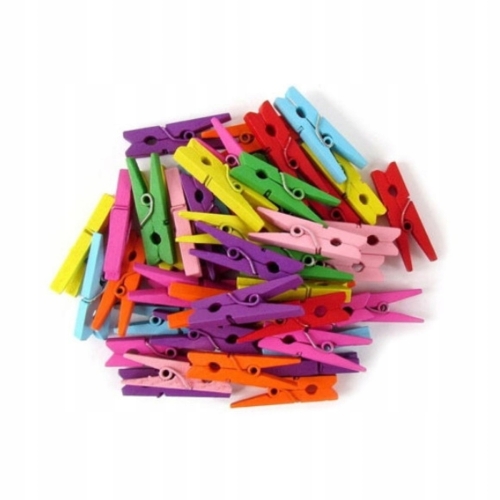 KLAMERKI DREWNIANE MINI SPINACZE ŻABKI DO ZDJĘĆ Via Chasse Zestaw 200 szt C