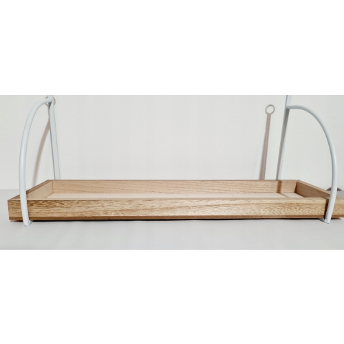 Drewniana Półka na zdjęcia dekoracje z metalowymi białymi uchwytami 52 cm