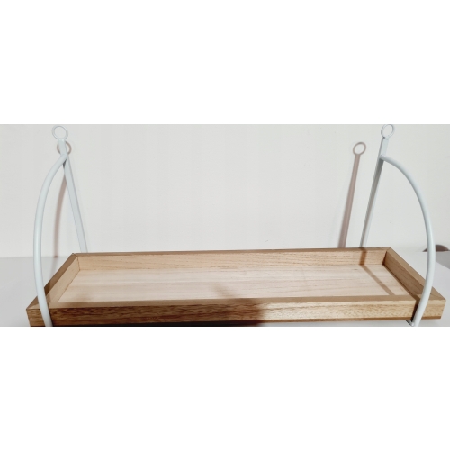 Drewniana Półka na zdjęcia dekoracje z metalowymi białymi uchwytami 52 cm