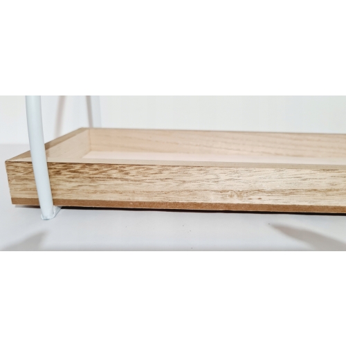 Drewniana Półka na zdjęcia dekoracje z metalowymi białymi uchwytami 52 cm