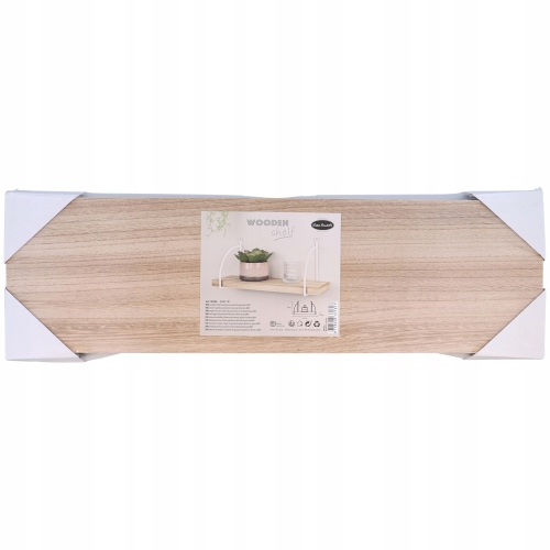 Drewniana Półka na zdjęcia dekoracje z metalowymi białymi uchwytami 52 cm