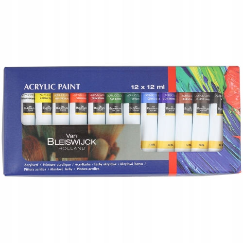 Farby akwarelowe ZESTAW wielokolorowy 12x12ml RÓŻNE KOLORY Van Bleiswijck