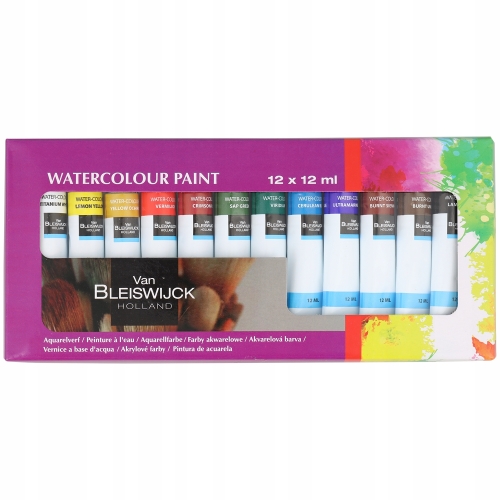Farby akwarelowe ZESTAW wielokolorowy 12x12ml RÓŻNE KOLORY Van Bleiswijck