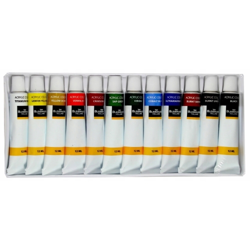 Farby akrylowe ZESTAW 12 x 12 ml RÓŻNE KOLORY Van Bleiswijck Prezent CS