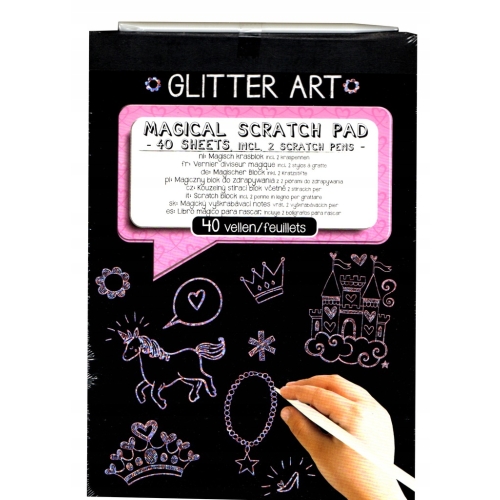 MAGICZNY ZESZYT ZDRAPYWANKA A5 SKRAPBOOKING ZESTAW Z PATYCZKIEM GLITTER ART