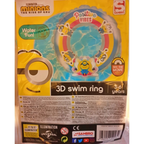 Dmuchane koło ratunkowe dla dzieci MINIONKI 3D TĘCZA basen wakacje CS