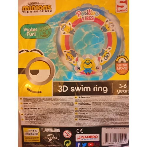 Dmuchane koło ratunkowe dla dzieci MINIONKI 3D TĘCZA basen wakacje CS