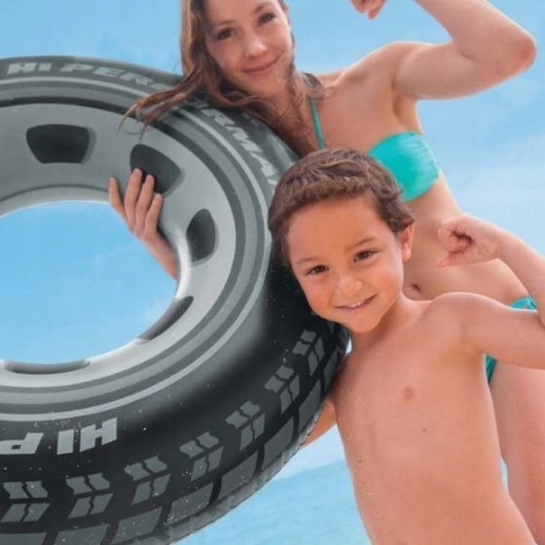 Dmuchane koło ratunkowe INTEX Opona 91 cm Pławanie basen jezioro CZARNE