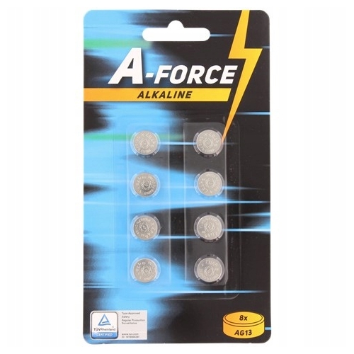 NOWE baterie guzikowe alkaliczna bateria AG13 A-FORCE 8szt