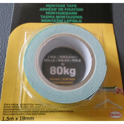 Dwustronna taśma montażowa PATTEX 80 kg 1,5mx19mm Mocna wytrzymała CS