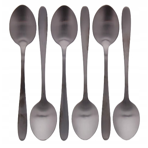 SZTUĆCE CZARNE ZESTAW łyżeczki deserowe 6 sztuk Excellent Houseware DOM