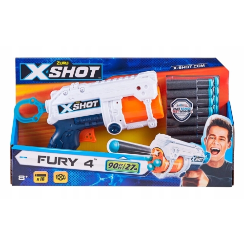 Pistolet na strzałki ZURU X-SHOT FURY 4 PREZENT dla dziecka 27 m 16 strzał