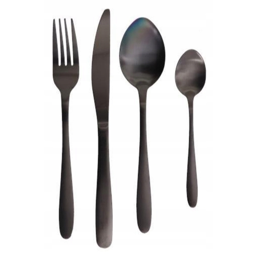 SZTUĆCE CZARNE KOMPLET ZESTAW sztućców 16 el. MATOWE Houseware