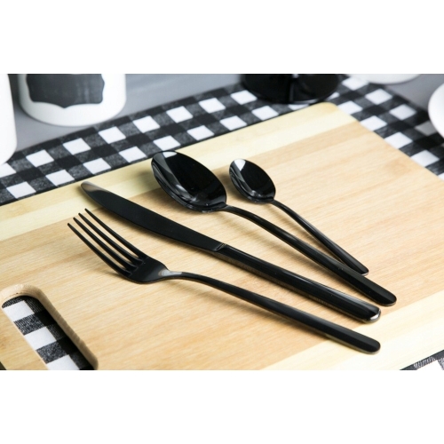 SZTUĆCE CZARNE KOMPLET ZESTAW sztućców 16 el. MATOWE Houseware
