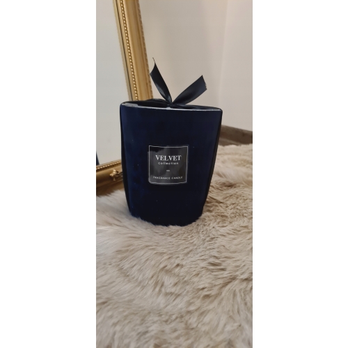 Świeca świeczka zapachowa z aksamitem w szkle glamour prezent granatowa