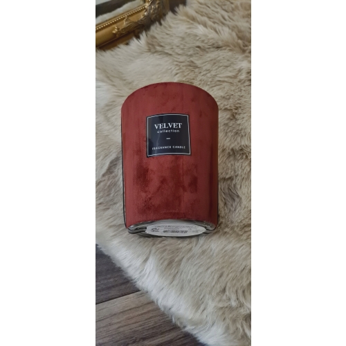 Świeczka świeca zapachowa z aksamitem w szkle glamour prezent bordowa