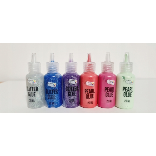 Klej perłowy z brokatem super zabawa 6 sztuk x 20ml DO OZDOBIANIA KARTEK