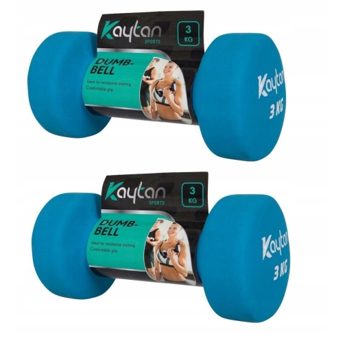 Hantle powlekane/gumowane zestaw 2x3kg Odważnik Ciężarek DUMBBELL niebieski