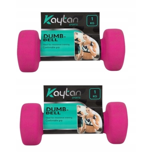 Hantle powlekane/gumowane zestaw 2x1 kg Odważnik Ciężarek DUMBBELL róż