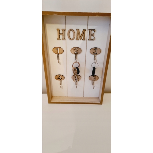Szafka wieszak na klucze drewniana skrzynka HOME 6 haczyków z numerami