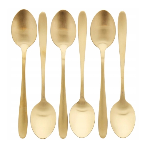 SZTUĆCE ZŁOTE ZESTAW łyżeczki deserowe 6 sztuk Excelent HouseWare matowe