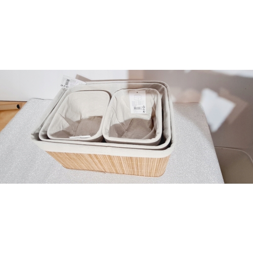 KOSZYK BAMBUSOWY ORGANIZER pudełko naturalny jasny materiał 38x27x18 cm 54
