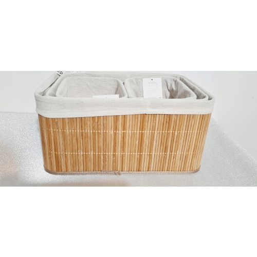 KOSZYK BAMBUSOWY ORGANIZER pudełko naturalny jasny materiał 38x27x18 cm 54