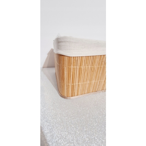 KOSZYK BAMBUSOWY ORGANIZER pudełko naturalny jasny materiał 38x27x18 cm 54