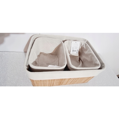 KOSZYK BAMBUSOWY ORGANIZER pudełko naturalny jasny materiał 38x27x18 cm 54