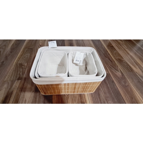 KOSZYK BAMBUSOWY ORGANIZER pudełko naturalny jasny materiał 38x27x18 cm 54