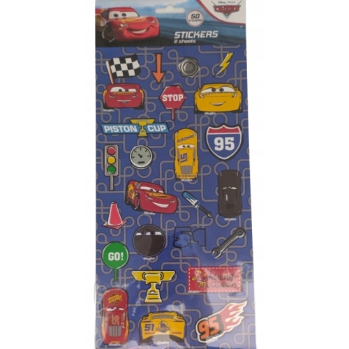 NAKLEJKI ARKUSZ x 2 Auta Cars Zestaw 50 NAKLEJEK wym. 30x15cm 491