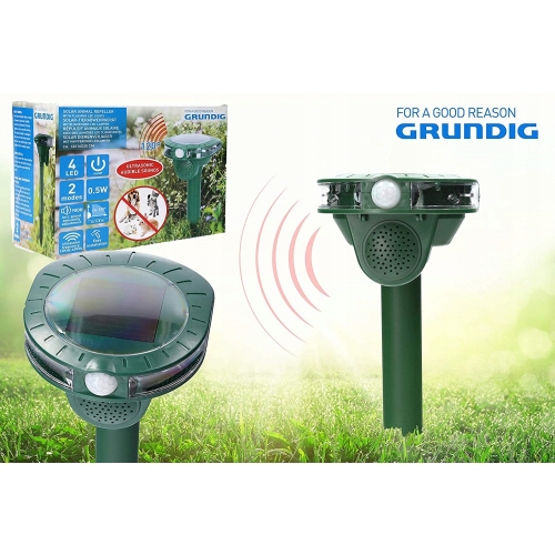 Solarny Ultradźwiękowy odstraszacz zwierząt gryzoni LED GRUNDIG do ogrodu