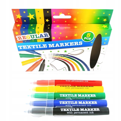 Pisaki markery do tkanin odzieży Free & Easy REGULAR 5 sztuk MIX kolorów