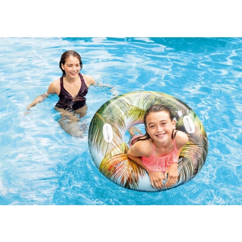 Dmuchane koło ratunkowe INTEX uchwyt na basen jezioro wakacje TROPICAL 97CM