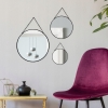 ZESTAW 3 x LUSTRO OKRĄGŁE NA ŁAŃCUSZKU DEKORACJA HOME CZARNE 247