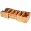 BAMBUSOWA ROZSUWANA SKRZYNKA Z PRZEGRÓDKAMI BOX ORGANIZER 30 x 13 x 6 cm