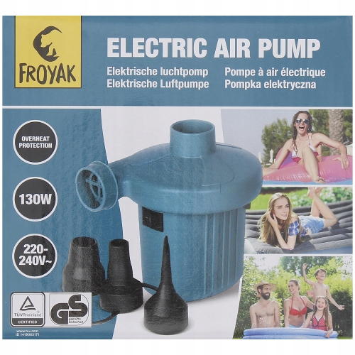 Pompka elektryczna FROJAK 130W UNIWERSALNA Z KOŃCÓWKAMI DO PIŁEK MATERACÓW