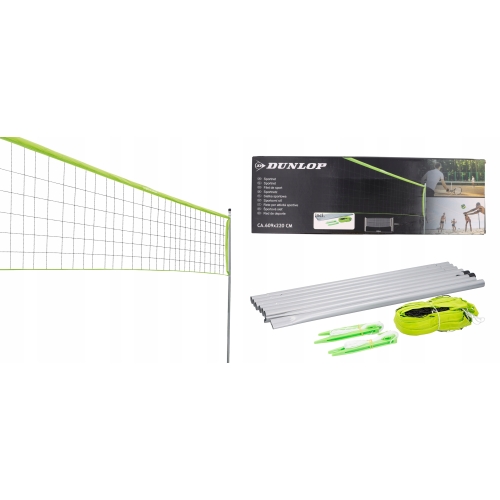 Siatka sportowa + słupki DUNLOP wymiary 609 x 220 cm Tenis siatkówka Gra