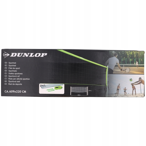 Siatka sportowa + słupki DUNLOP wymiary 609 x 220 cm Tenis siatkówka Gra