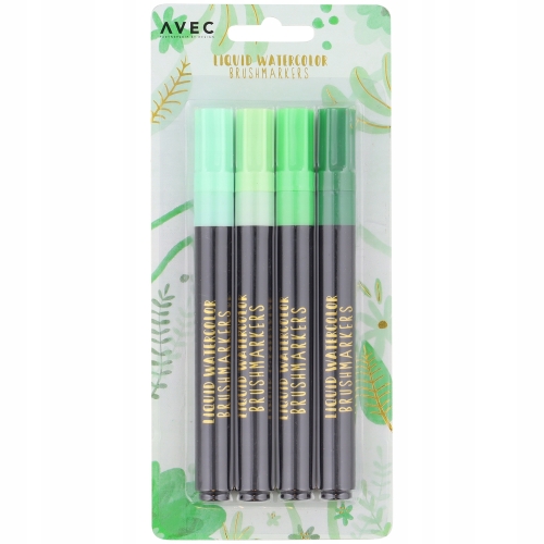 PISAKI AKWARELOWE PĘDZELKOWE 4szt zielone 4 mm 47 Avec Akcesoria Plastyczne